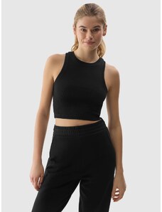 4F Dámský crop top slim - černý