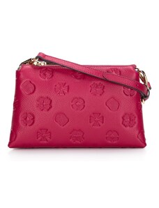 Dvoukomorová kožená kabelka s vyraženým monogramem Wittchen, růžová, přírodní kůže