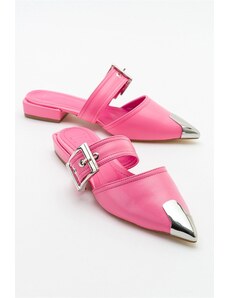 LuviShoes Jenni Women's Pink Buckle Slippers