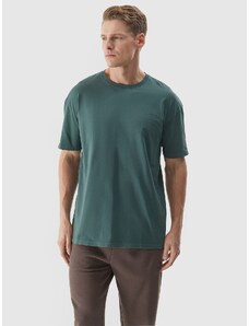 4F Pánské hladké tričko oversize - olivové
