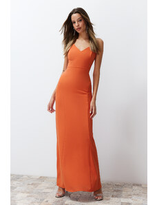 Trendyol Orange Long Woven Stylish Evening Dress