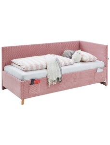 Růžová manšestrová postel Meise Möbel Cool II. 140 x 200 cm s úložným prostorem