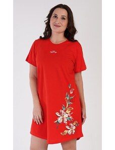 Vienetta Dámská noční košile s krátkým rukávem Alena - červená