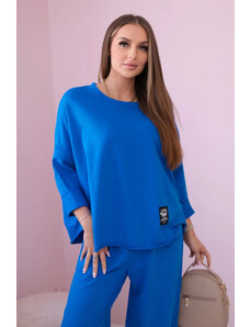 K-Fashion Bavlněná mikina kalhoty set chrpově modrá