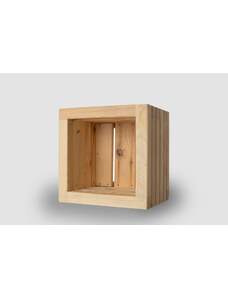 Dřevěný odkládací stolek kostka – přírodní, 29 x 29 x 36 cm
