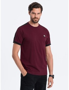 Ombre Clothing Jedinečné bordó tričko s nášivkou V2 S1632