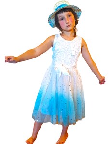 Bibika Dívčí šaty Hvězdný prach bílá-tyrkysová