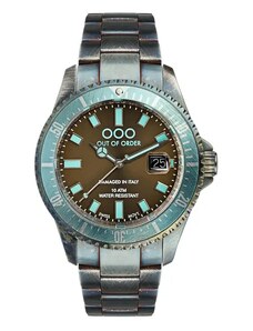 Out Of Order Watches Stříbrné pánské hodinky Out Of Order s ocelovým páskem Turquoise and Brown Casanova 44MM
