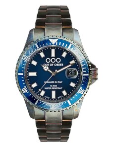 Out Of Order Watches Stříbrné pánské hodinky Out Of Order s ocelovým páskem Blue Casanova 44MM