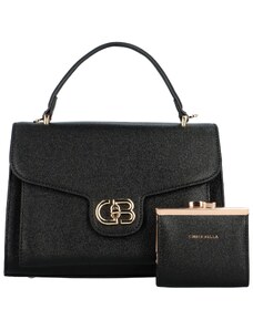Chrisbella Set krásné dámské kabelky do ruky s peněženkou Scalitta, černá