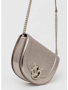 Kožená kabelka Pinko stříbrná barva, 101510.A1JG