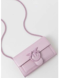 Kožená peněženka Pinko fialová barva, 100062.A124