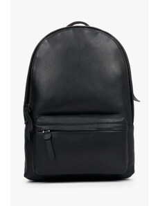 Men's Black Backpack made of Genuine Leather with Wide Shoulder Straps Estro ER00104455