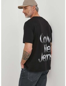 Bavlněné tričko Calvin Klein Jeans černá barva, s potiskem, J30J325699