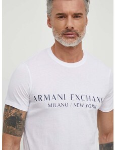 Tričko Armani Exchange pánské, bílá barva, s potiskem, 8NZT72 Z8H4Z NOS