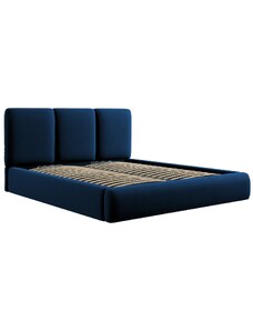 Královsky modrá sametová dvoulůžková postel Windsor & Co Horizon 160 x 200 cm s úložným prostorem