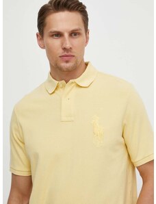 Bavlněné polo tričko Polo Ralph Lauren žlutá barva, s aplikací