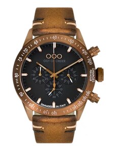 Out Of Order Watches Stříbrné pánské hodinky Out Of Order s koženým páskem Bronzo 42MM