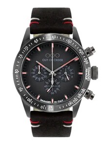 Out Of Order Watches Stříbrné pánské hodinky Out Of Order s koženým páskem Fumo 42MM