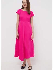 Šaty s příměsí lnu Weekend Max Mara růžová barva, maxi