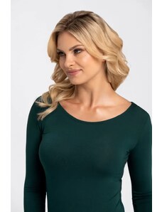 Tmavě zelené dámské tričko s kulatým výstřihem Babell, ZELENÁ LÁHEV S