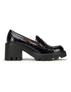 Lakované boty s krokodýli texturou na platformě Wittchen, černá, lakovaná useň