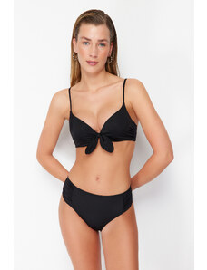 Trendyol Black Balcony Tie-Up Bikini Top