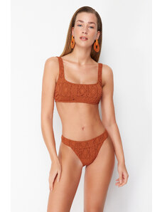 Trendyol Brown Bralette Textured Regular Bikini Set