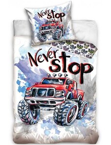 TipTrade (CZ) Bavlněné ložní povlečení Monster Truck - Never Stop - 100% bavlna Renforcé - 70 x 90 cm + 140 x 200 cm