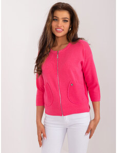 Fashionhunters Tmavě růžový dámský svetr s kulatým výstřihem