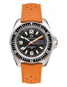 Momentum Watches Stříbrné pánské hodinky Momentum s gumovým páskem Sea Quartz 30 Orange Tropic FKM Rubber 42MM