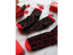 Pánské ponožky Hearts II. černé, červené srdce