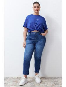Trendyol Curve Dark Blue High Waist Slim Mom Jeans