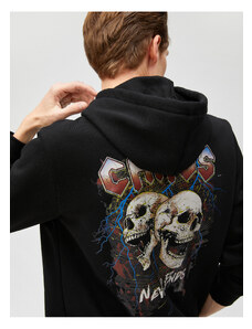 Koton Skull Print Hoodie Sweatshirt Long Sleeve