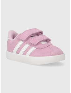 Dětské semišové sneakers boty adidas VL COURT 3.0 CF I růžová barva