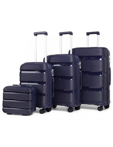 Konofactory Tmavě modrá sada 4 prémiových plastových kufrů "Majesty" - vel. S, M, L, XL