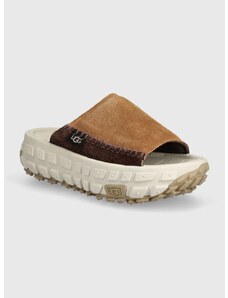 Semišové pantofle UGG Venture Daze Slide dámské, hnědá barva, na platformě, 1152680