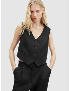 Vesta AllSaints NELLIE WAISTCOAT černá barva, jednořadá, WT512Z