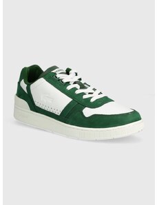 Kožené sneakers boty Lacoste T-Clip Contrasted Leather zelená barva, 47SMA0070