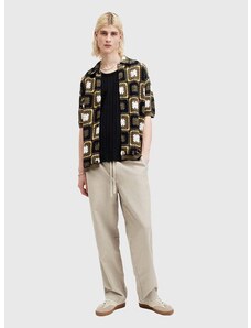 Kalhoty s příměsí lnu AllSaints HANBURY TROUSERS béžová barva, MF080Y