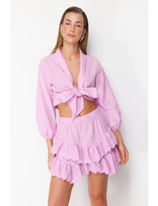 Trendyol Pink Mini Woven Brode Detail Skirt