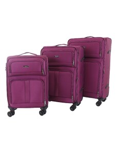 Sada 3 cestovních kufrů T-class 932, fialová, model 2024, M, L, XL, rozšiřitelné 35l, 70l, 95l