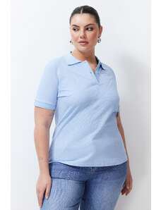 Trendyol Curve Light Blue Polo Neck T-shirt