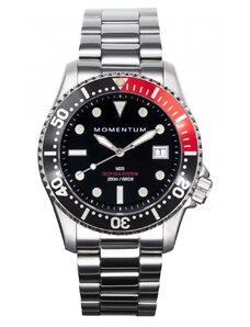 Momentum Watches Stříbrné pánské hodinky Momentum s ocelovým páskem M20 DSS Diver Black and Red 42MM