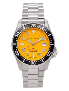 Momentum Watches Stříbrné pánské hodinky Momentum s ocelovým páskem M20 DSS Diver Yellow 42MM