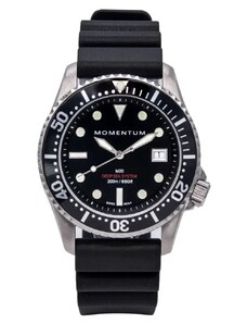 Momentum Watches Stříbrné pánské hodinky Momentum s gumovým páskem M20 DSS Diver Black 42MM