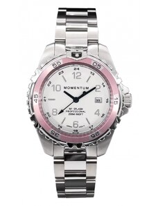 Momentum Watches Stříbrné pánské hodinky Momentum s ocelovým páskem Splash White / Pink 38MM