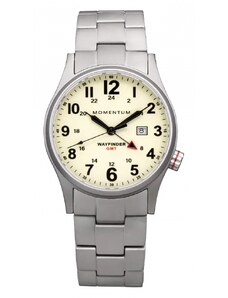 Momentum Watches Stříbrné pánské hodinky Momentum s ocelovým páskem Wayfinder GMT White 40MM