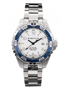 Momentum Watches Stříbrné pánské hodinky Momentum s ocelovým páskem Splash White / Blue 38MM