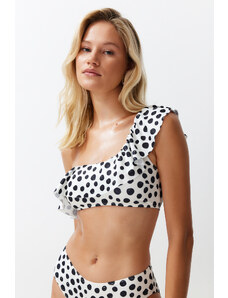 Trendyol Polka Dot Single Shoulder Flounce Bikini Top